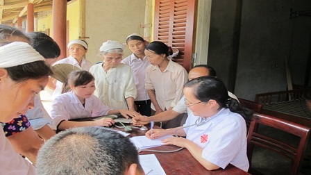 Chương trình khám bệnh và phát thuốc miễn phí cho người dân Tạ Xá, huyện Cẩm Khê, Phú Thọ.